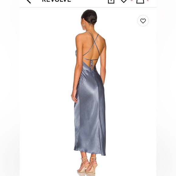 Shona Joy La Lune Asymmetrical Bias Cowl Midi Dress in Blue Smoke - size 4 - Picture 2 of 5